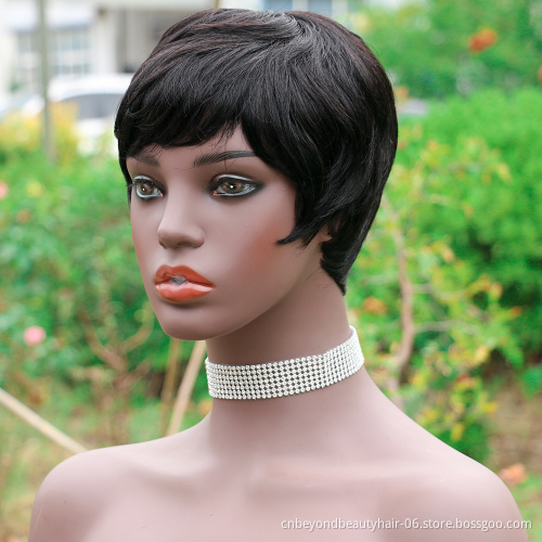 Short Wigs with Bangs Human Hair Wig  Afro Curly Pixie Cut Curly Wigs for Black Women natural black